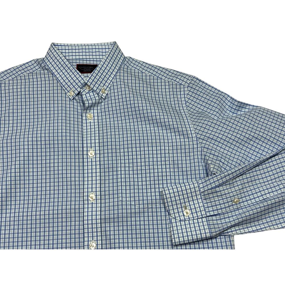 UNTUCKit Button Down Shirt Size Medium Blue Green White Checker
